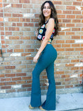 Zenana High Waisted Bell Bottom Flare Jeans – Dark Teal