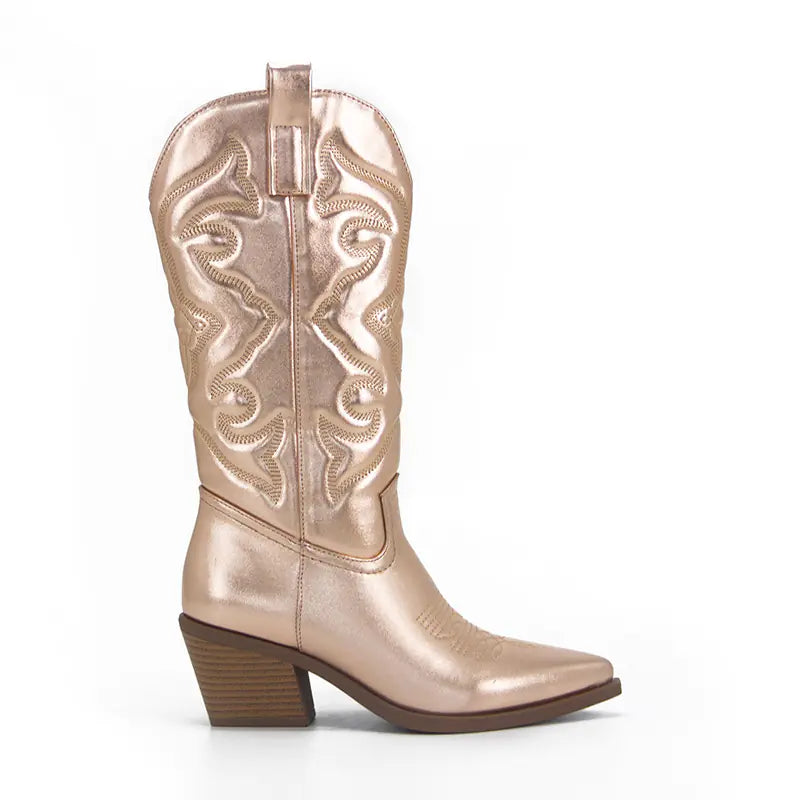 Vintage Women's Chunky Heel High Cowboy Boots